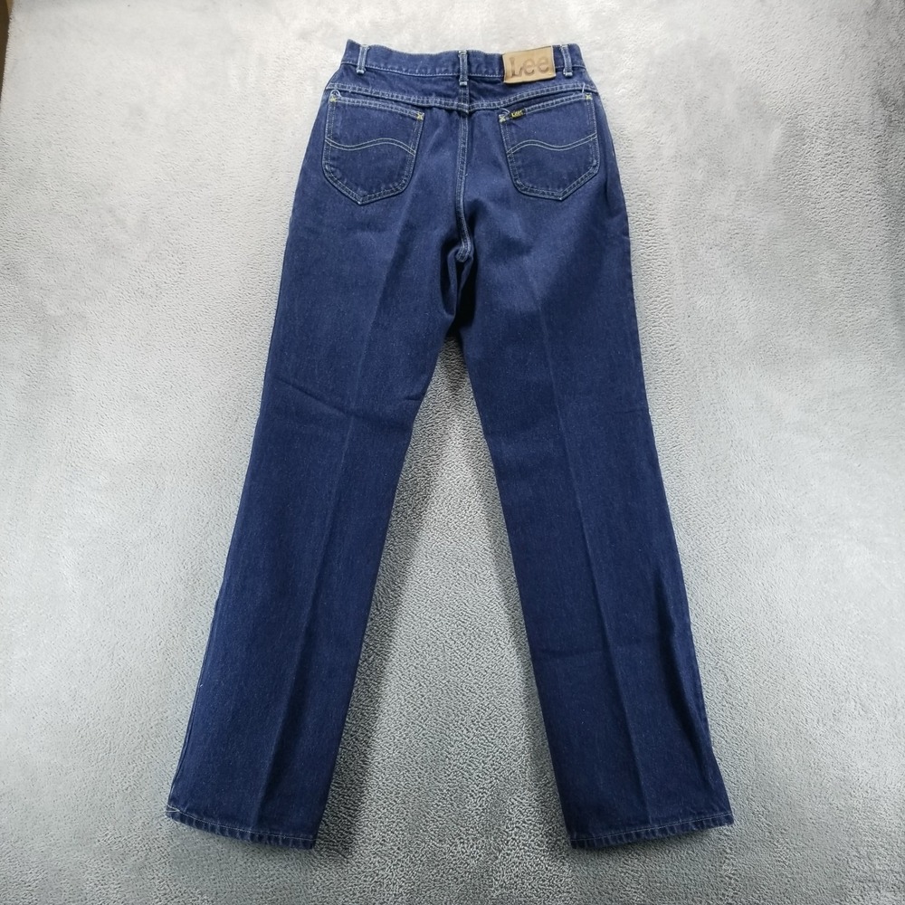 VTG Lee Jeans Womens 14 Blue Straight High Rise Made in USA Union 80s Talon - Picture 2 of 11